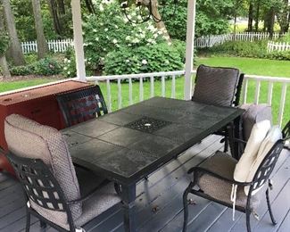 Patio table with six matching chairs