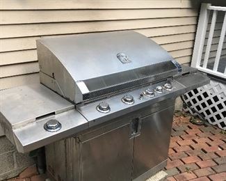 Stainless steel gas grill with side burners