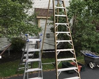 Folding ladder and 20 foot step ladder