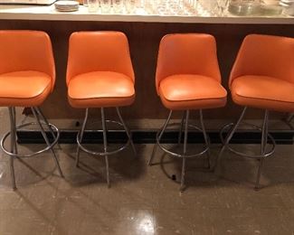 FABULOUS ORANGE BAR STOOLS ( 5)