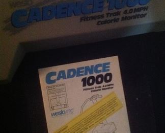 Paperwork on Cadence 1000 treadmill