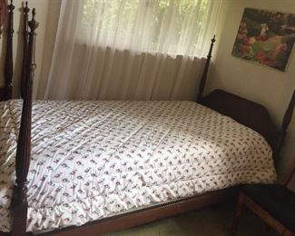 One of a PAIR of vintage twin size mahogany 4 poster beds (yes, there are 2 identical beds)