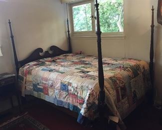 Vintage full size mahogany 4 poster bed