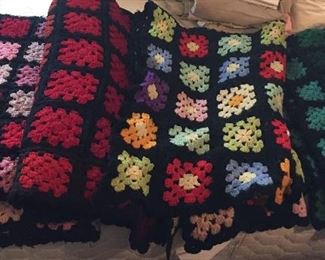 Colorful crocheted afghans