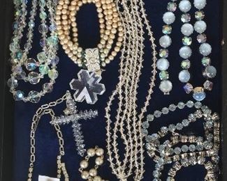 Vintage costume jewelry: rhinestones & crystal necklaces & bracelets, Kennedy (campaign) bracelet with shamrock