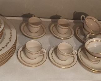 Lenox "Golden Wreath" china - 40 pieces total (8 dinner plates, 8 bread plates, 8 cups & saucers, 4 demitasse C & S)