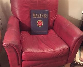 La-Z-Boy red leather recliner
