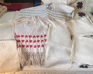 Vintage damask & linens napkins, tea towels, tablecloths, etc.