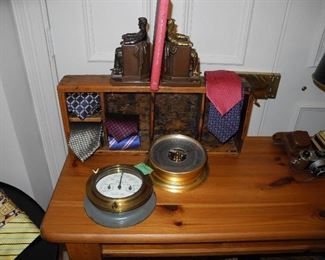 Men's ties, Ships Clock, Abe Lincoln Book Ends