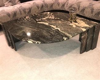VINTAGE ITALIAN COCKTAIL MARBLE COFFEE TABLE 
58” LENGTH x 39” WIDTH x 16” HEIGHT