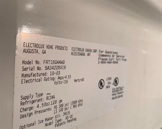 Frigidaire Fridge
66” H x 30” W x 32” D