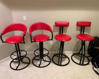 BLACK AND RED BAR STOOLS