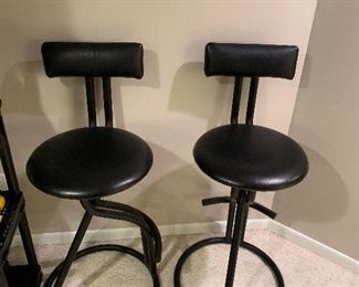 BLACK AND RED BAR STOOLS