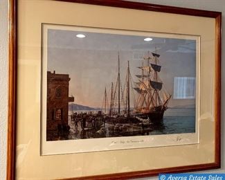 Framed Lithograph: Cowell's Wharf by John Stobart