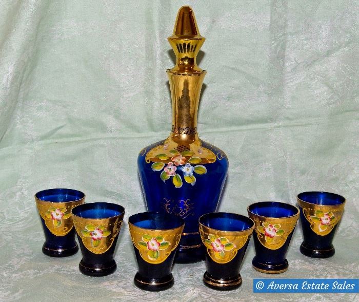 Cobalt Blue Bavarian Decanter Set