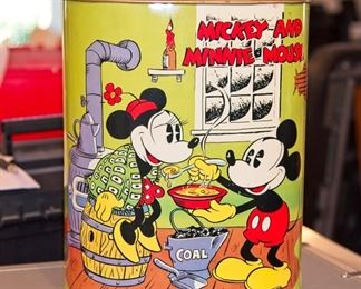 Vintage Mickey and Minnie Mouse Trash Can