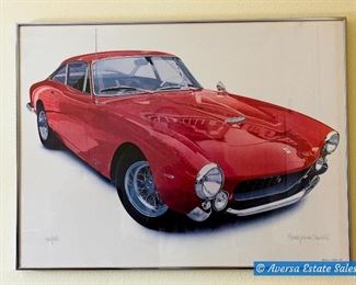 Framed Lithograph Ferrari by Harold Cleworth 