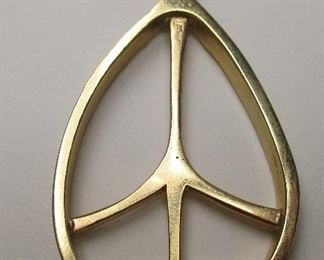 unmarked 14k solid gold peace symbol pendant