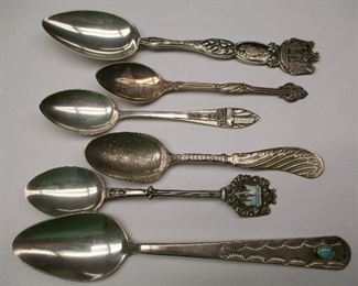 sterling spoons including and unmarked Navajo spoon with turquoise
