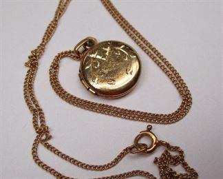 mini gold picture locket on chain
