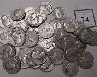 1950's 90% silver Washington quarters