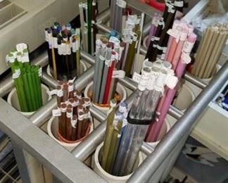 hundreds of glass rods
