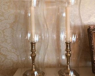 Hurricane Lamps with brass candles
