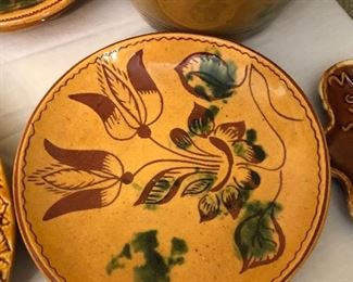 Turtle Creek Potters, Redware Folkart Plate Made By Sandy Downing, Morrow Ohio 