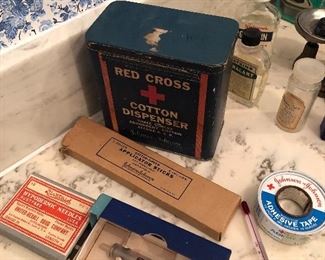 Vintage Red Cross Cotton Dispenser