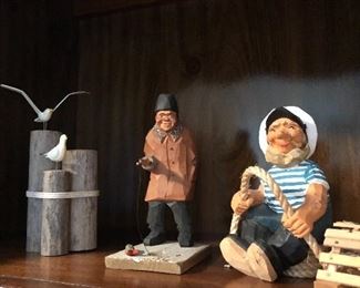 fisherman wood figurines