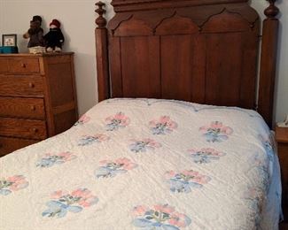Early Victorian Gothic Style Bed shown with headboard only but has footboard & side rails 