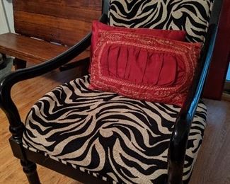 Open Armchair with Zebra Print Upholsyery