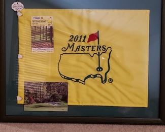Framed 2011 Master's pin flag