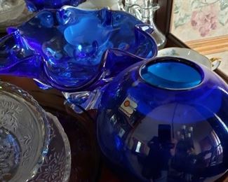 Blenko and other cobalt glass pieces