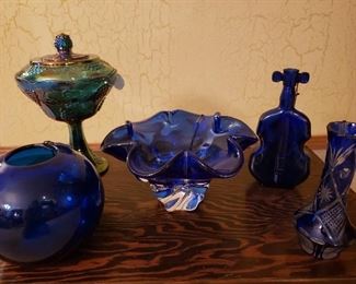Lots of cobalt glass