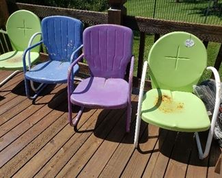 Four MSM metal patio chairs