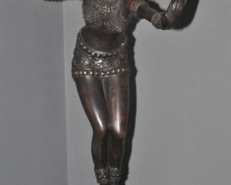 One of the two amazing bronze Art Deco woman sculptures available, c. 1930, 22"h x 19"w