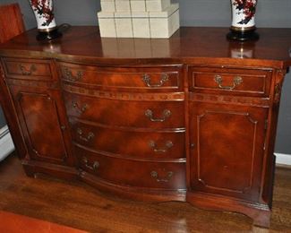 Carved mahogany buffet 6 drawer buffet server, 62"w x 36"h x 22"d