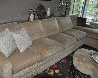 Amazing 3 piece beige Ethan Allen sectional with chaise, overall: 11'x 58"d x 28.5"h