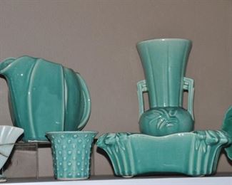 Wonderful turquoise McCoy pottery collection!