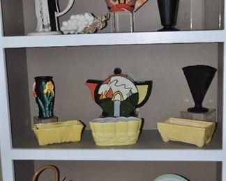 Fantastic pottery collection including great ceramic Tea Pots, McKenzie Childs, Red Wing and more McCoy!