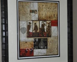 Asian themed lithograph, 32.5"w x 39"h