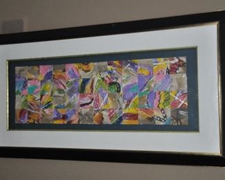 Mixed media framed art, 52"w x 26"h
