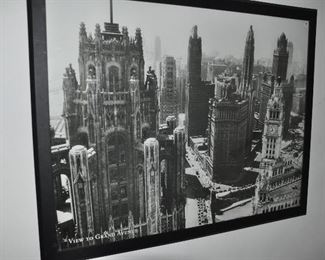 Fun black and white framed large print, "View to Grand Avenue", 54"w x 43"h