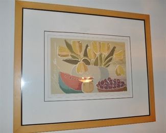 “Tulips and Watermelon”serigraph-by Ronald David Thompson, artist proof with seal, 44” x 36”