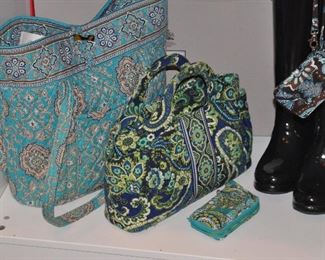 Hunter rain boots shown with Vera Bradley quilted items