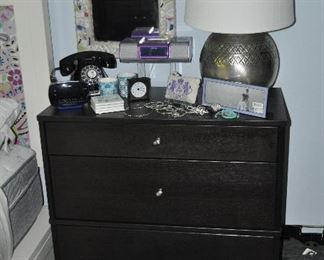 IKEA 2 drawer chest with bottom lateral file drawer 33”w x 37”h x 17”d shown with great accessories