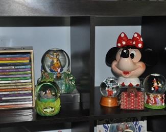 Fabulous Disney items, including Minnie Mouse teapot and many Disney character snow globes