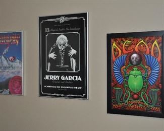 Framed Jerry Garcia and The Grateful Dead posters