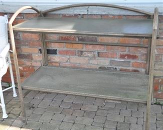 Wonderful outdoor 2 shelf buffet/display table, 47” x 23”